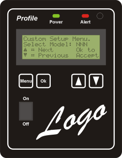 Profile monitoring panel with example custom logo and OEM setup menu screen.
