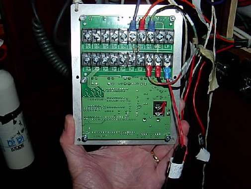 Wiring on the back of a Profile 8-tank display panel.